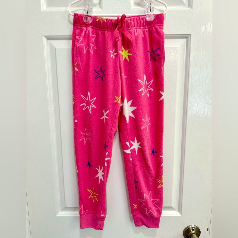 Old Navy Bright Pink Star-Print Fleece Pajama Bottoms